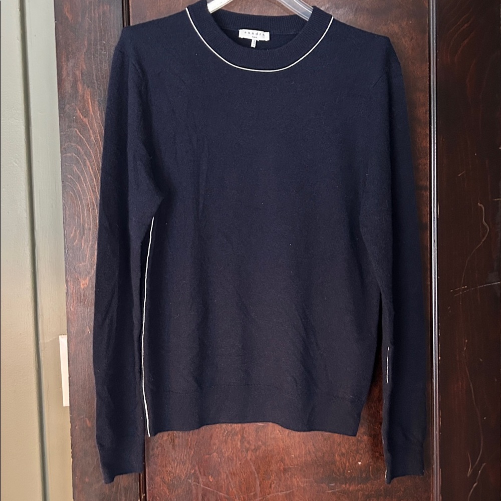 Sandro Paris navy wool and cashmere blend sweater small‎